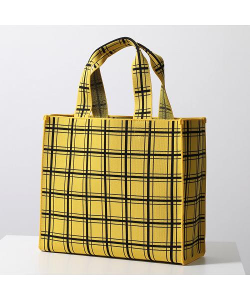 MARNI チェック柄 バッグ 保存袋付き マルニ】レザー チェック ストライプ マーケット バック (MARNI
