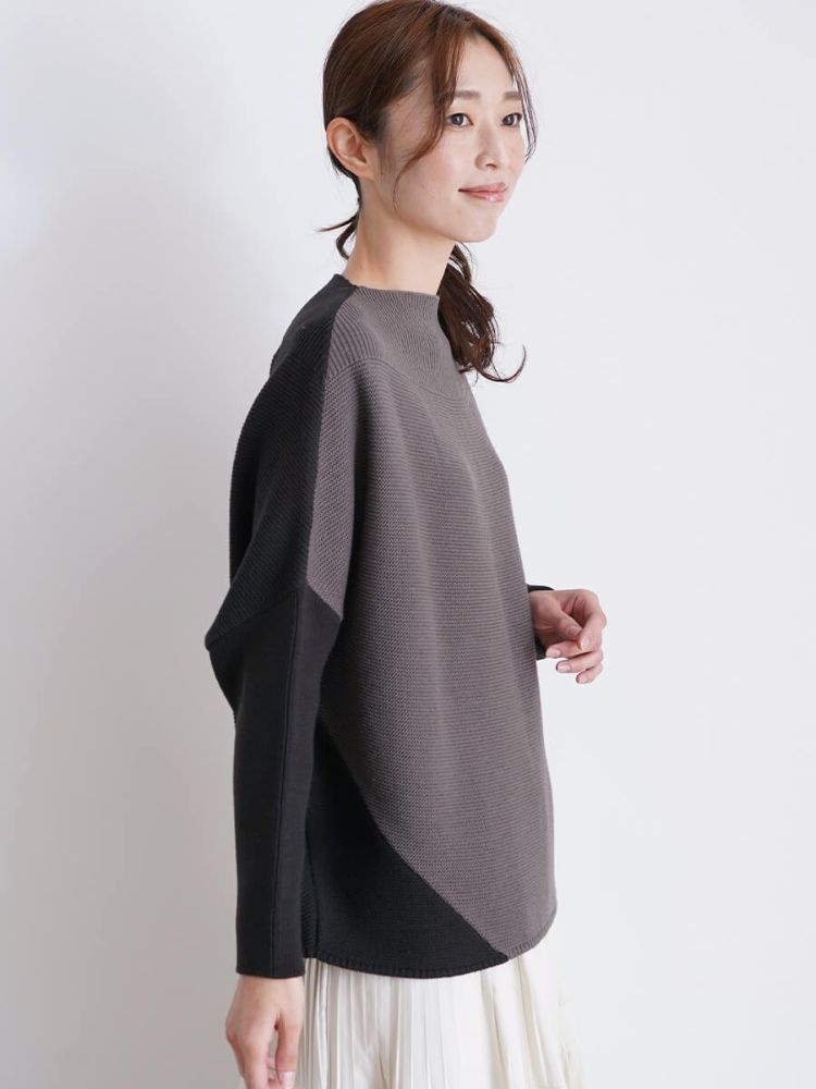 公式ファッションブランド通販サイト セール】クローブ CLOVE バイカラーボトルネックニットトップス トップス