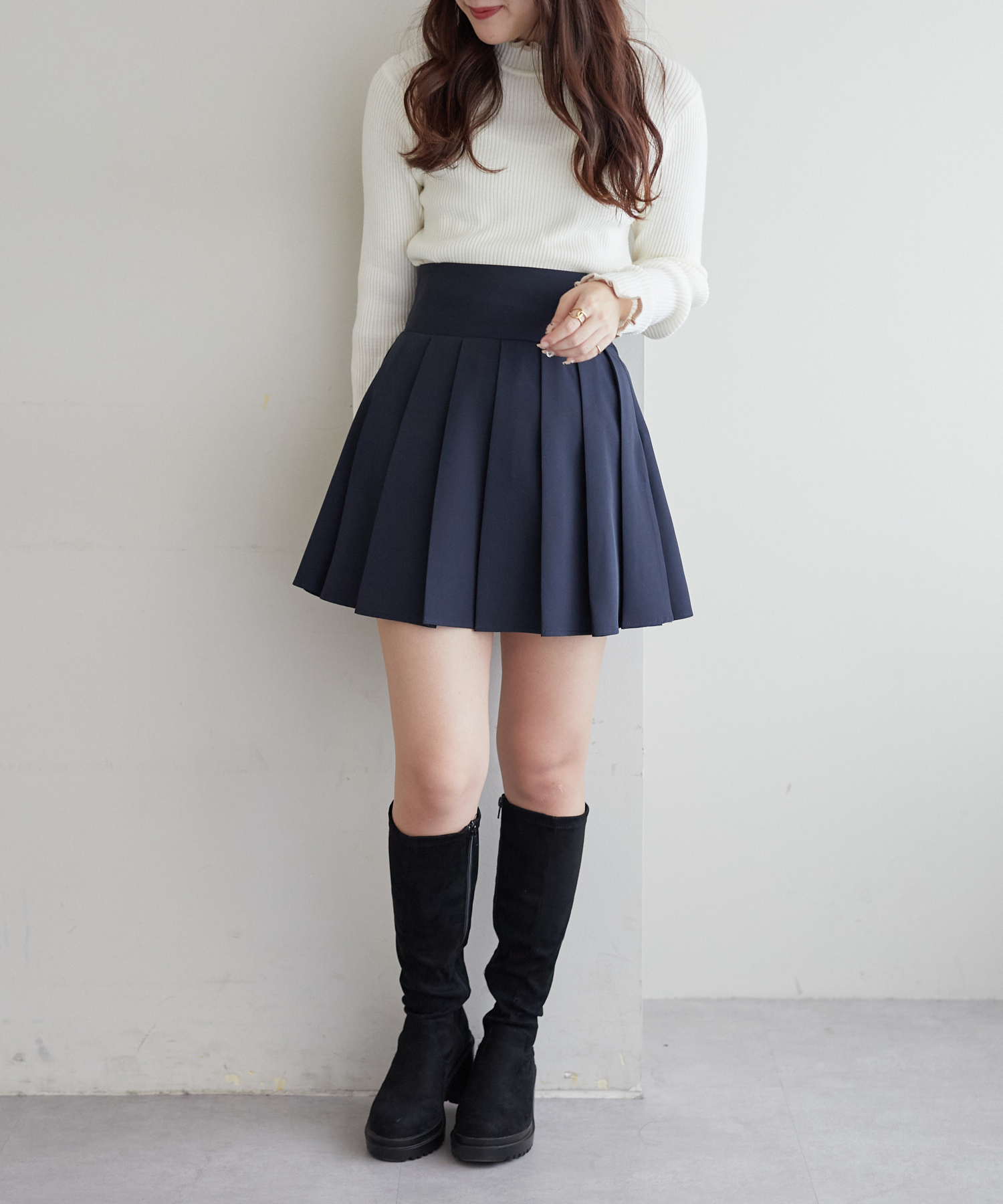 セール】【Web限定/春まで着れる】リブ畦フリルプルオーバー