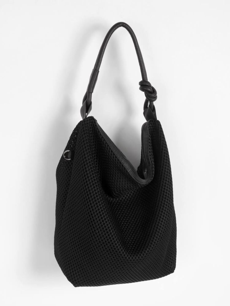 【美品】ヌエール メッシュ トートバッグ ハンドバッグ　黒 クーポン】ヌエール nouer メッシュデザイントートバッグ