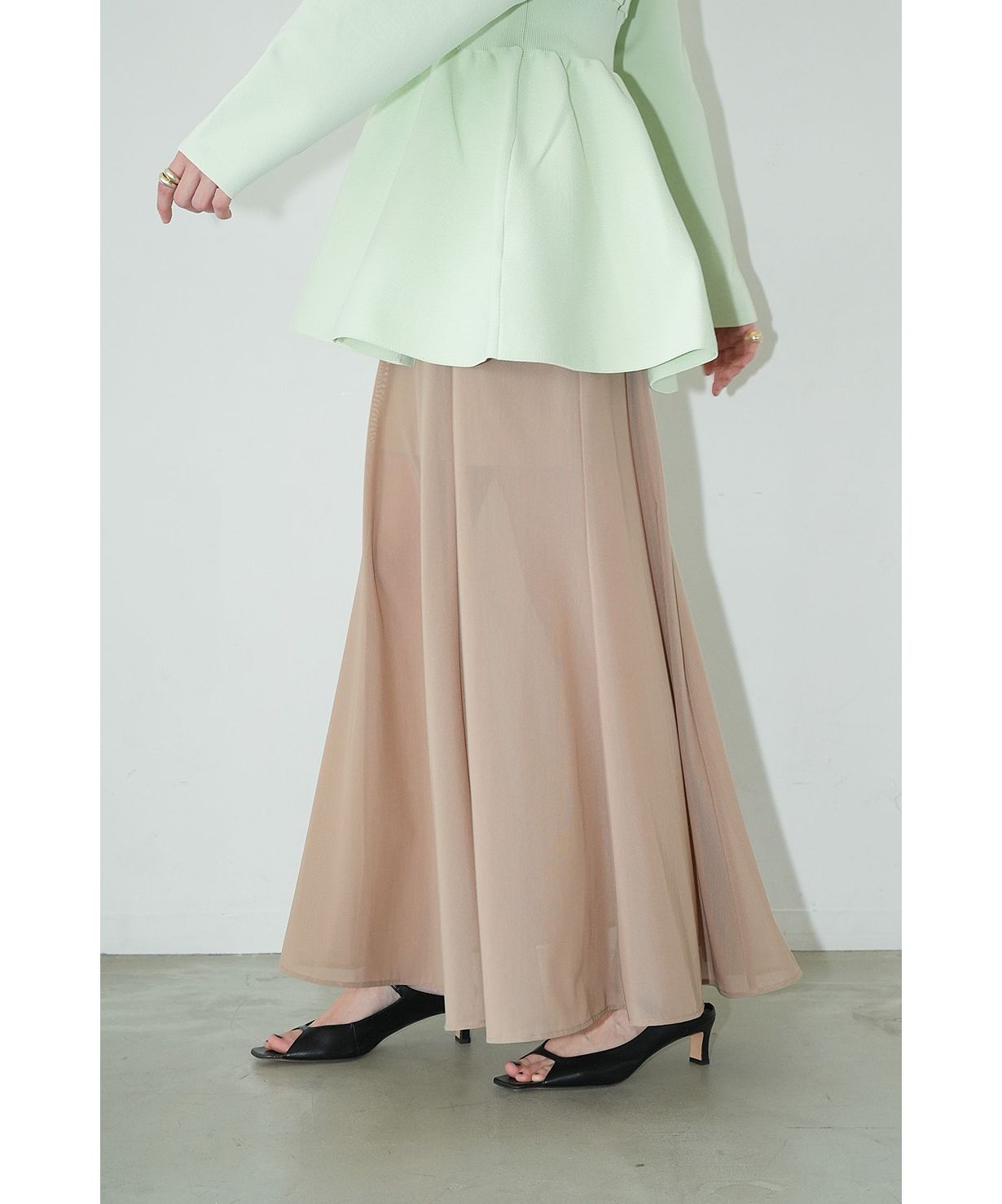 クラネ CLANE SHEER FLARE MERMAID SKIRT （BEIGE