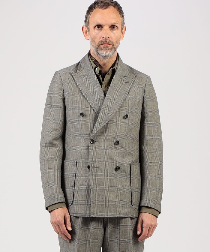 セール】リネンウール ダブルブレステッド6Bジャケット Dormeuil