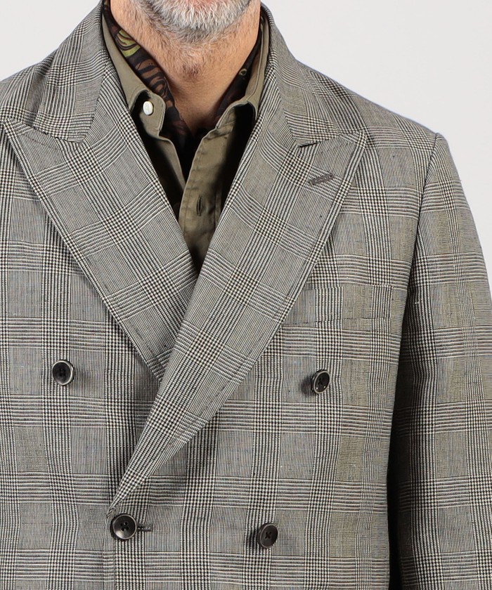 セール】リネンウール ダブルブレステッド6Bジャケット Dormeuil