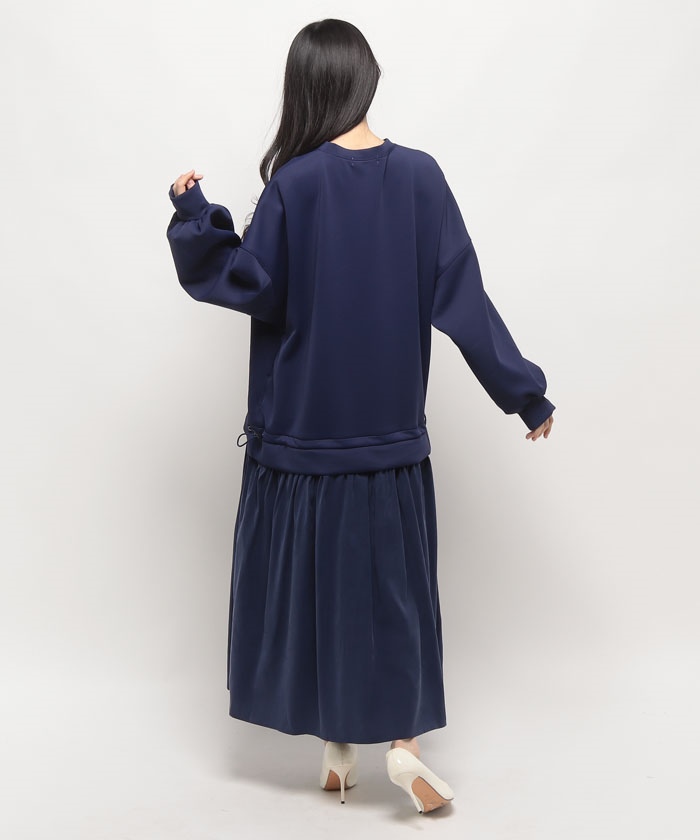 セール】【ear PAPILLONNER】スウェット切り替えワンピース