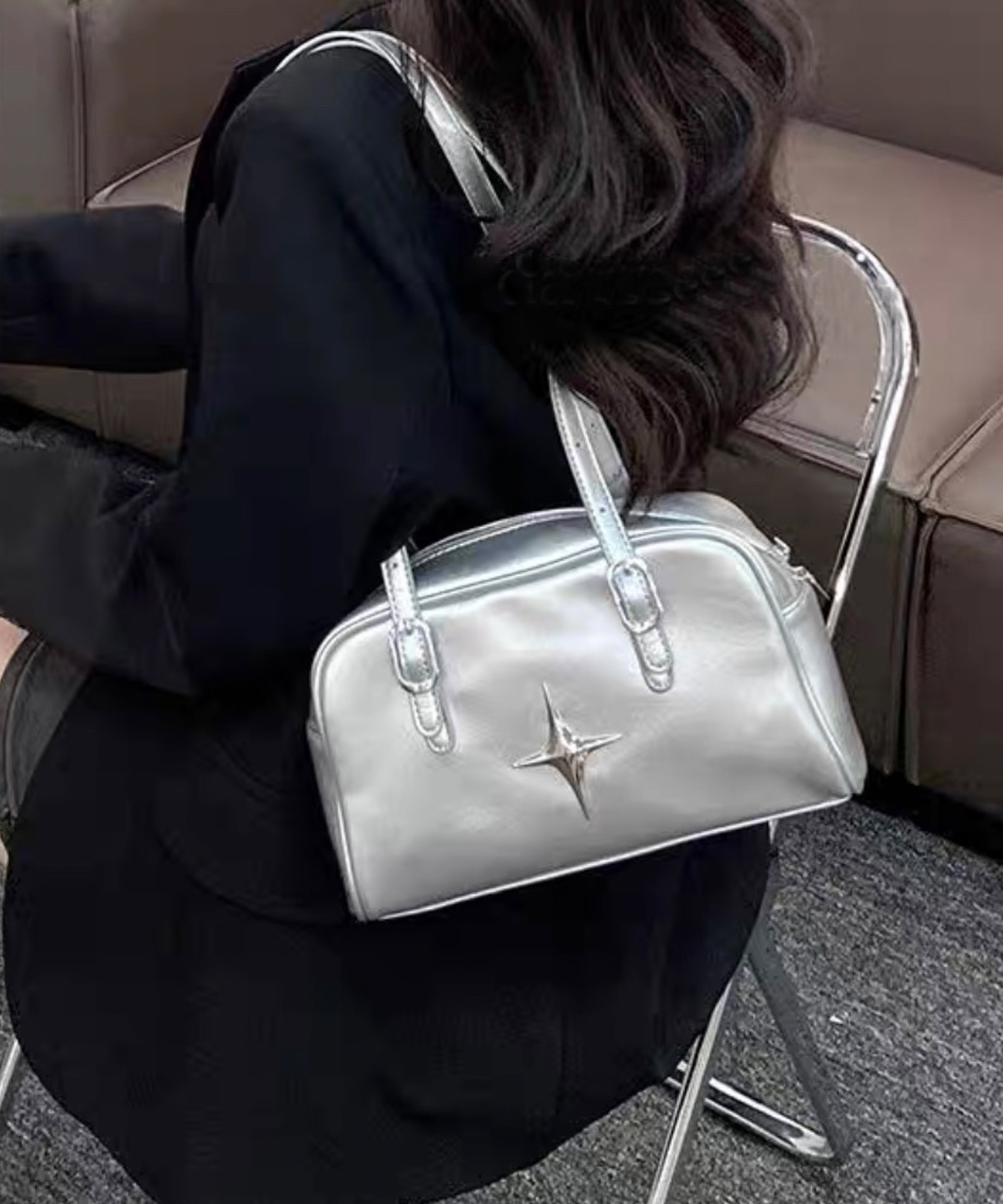 JoliFleur la Toile》ジョリーフルールボストンバッグ/ネイビー