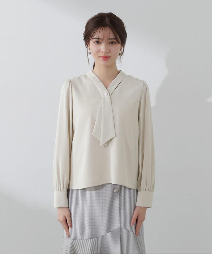 クーポン】【セール 30%OFF】スプリング2Wayボウタイブラウス