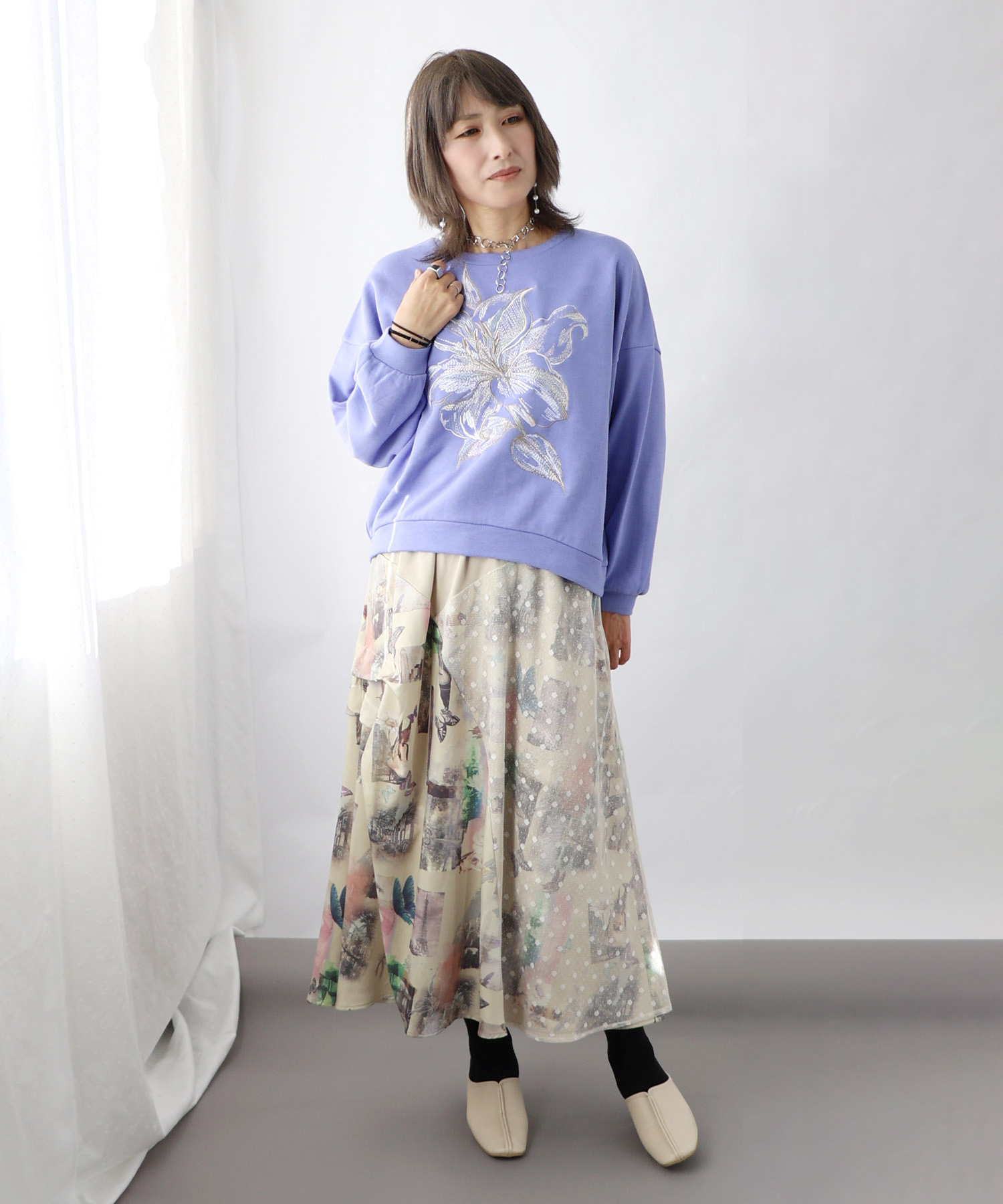 スカラー　お花の刺繍が素敵な2way ブルゾン　未使用 セール】ネコ花蝶刺繍 中綿キルティングブルゾン(505762730