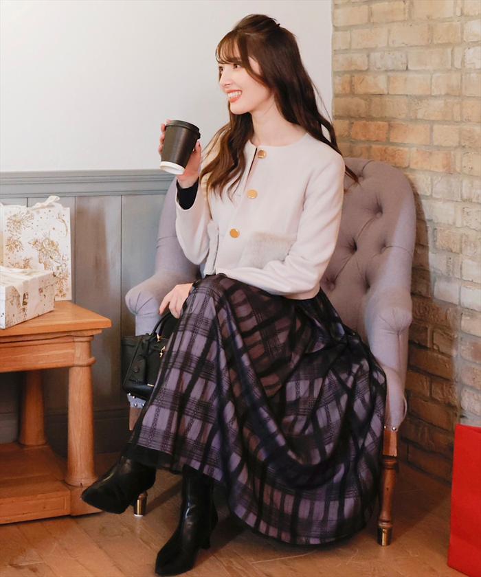 シャネル スカート CHANEL ブラック ベージュ リネン シルク