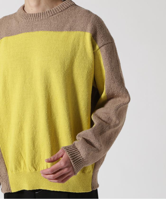 YOKE INTARSIA CREWNECK SWEATER YELLOW