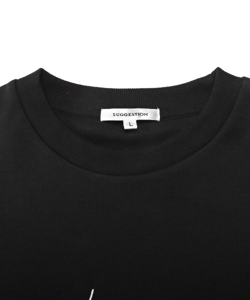 ラグスタイル LUXSTYLE フラワー袖刺繍クルーネックトレーナー