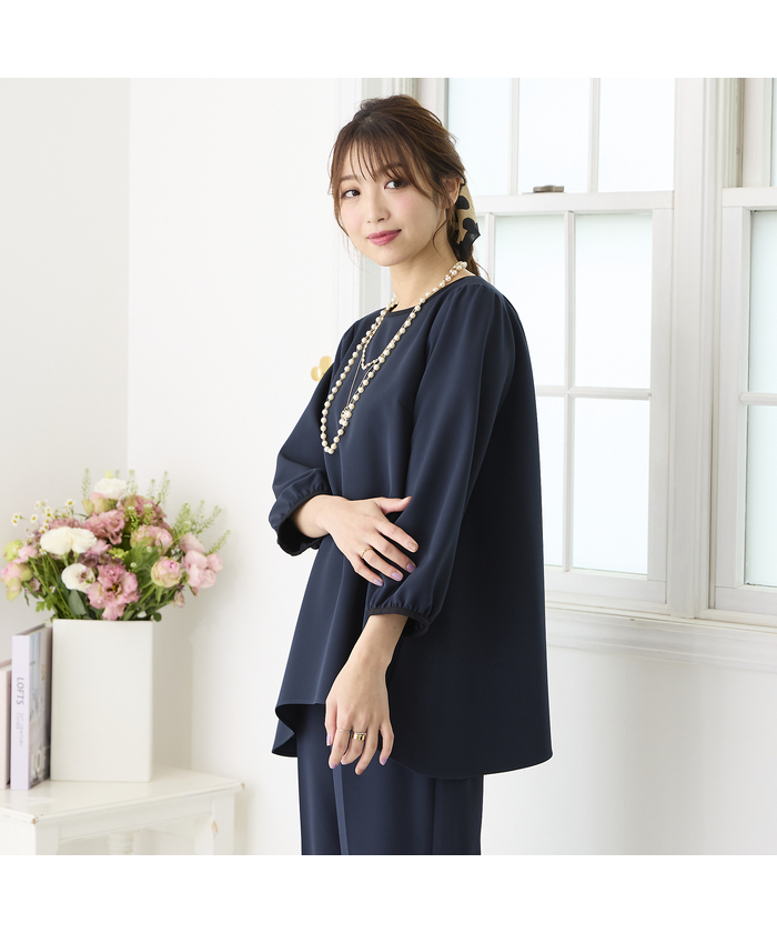 18,700円　ローズティアラ　ダブルクロスAラインブラウス　42 ブルー 18, ローズティアラ ダブルクロスAラインブラウス 42 ブルー