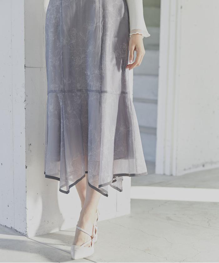 セール 50%OFF】シアーフラワーイレヘムマーメイドスカート 24SS セール 50%OFF】シアーフラワーイレヘムマーメイドスカート 24SS