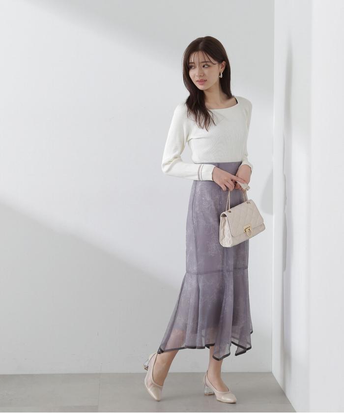 セール 50%OFF】シアーフラワーイレヘムマーメイドスカート 24SS セール 50%OFF】シアーフラワーイレヘムマーメイドスカート 24SS