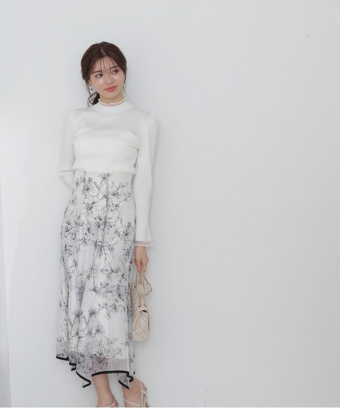 セール 50%OFF】シアーフラワーイレヘムマーメイドスカート 24SS セール 50%OFF】シアーフラワーイレヘムマーメイドスカート 24SS