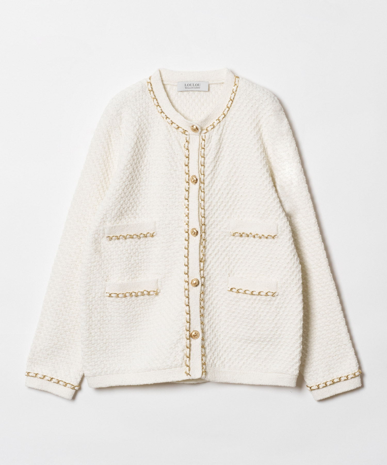 美品LOULOU WILLOUGHBY チェーントリムクルーカーディガン