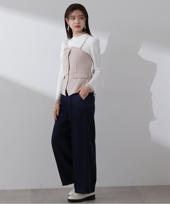 セール 50%OFF】ビットベルトデニムワイドパンツ(505823678
