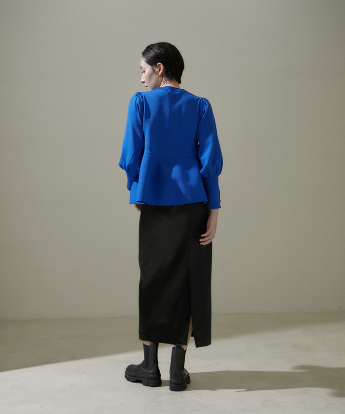 値下げ！新品★サロン アダムエロペ ジップペプラムカーディガン セール 30%OFF】【WEB限定】ジップペプラムカーディガン【洗える