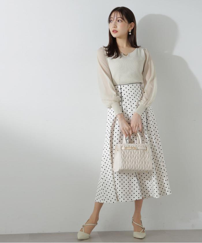 セール 50%OFF】ドットパイピングスカート(505799345
