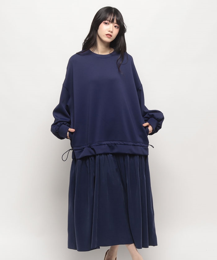 ear PAPILLONNER - earPAPILLONNER　ワンピース、スウェットセット セール】【ear PAPILLONNER】スウェット切り替えワンピース