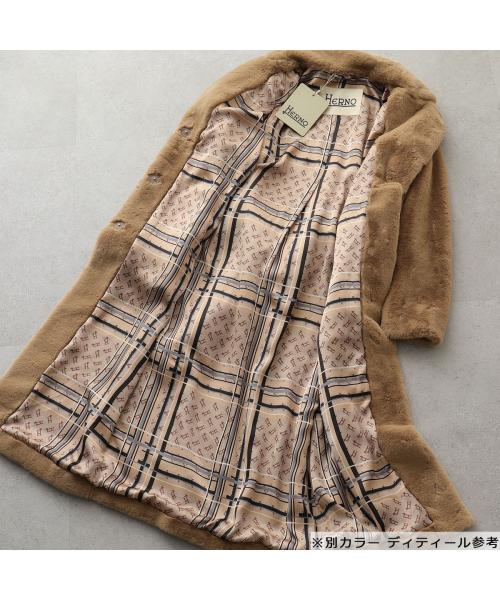 HERNO ヘルノ 2023年-2024年秋冬新作 フェイクファーコート GC000411D 12422 SOFT FAUX FUR レディース  エコファー 1985 CHANTILLY ベージュ