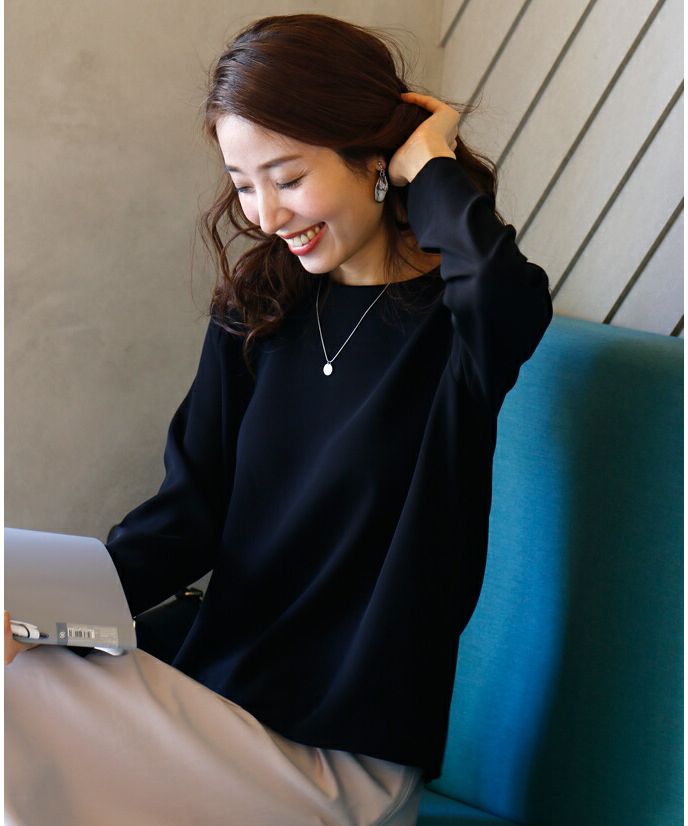 エーレスタイル Ehre style 美しいライン シンプルを極めたお仕事ブラウス （ブラック） エーレスタイル Ehre style 美しいライン シンプルを極めたお