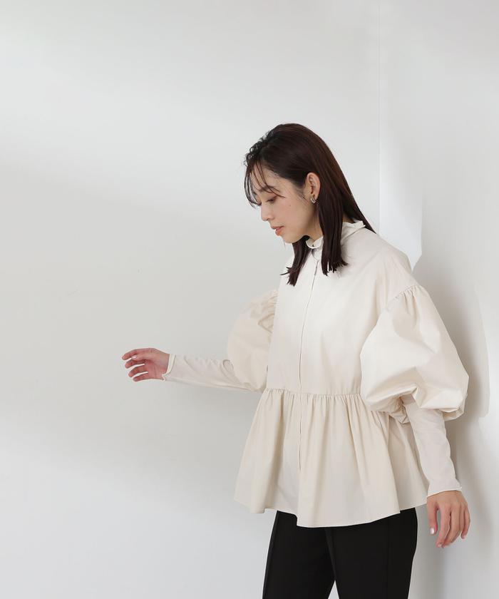 セール 50%OFF】バルーンスリーブペプラムフォルムブルゾン セール 50%OFF】バルーンスリーブペプラムフォルムブルゾン