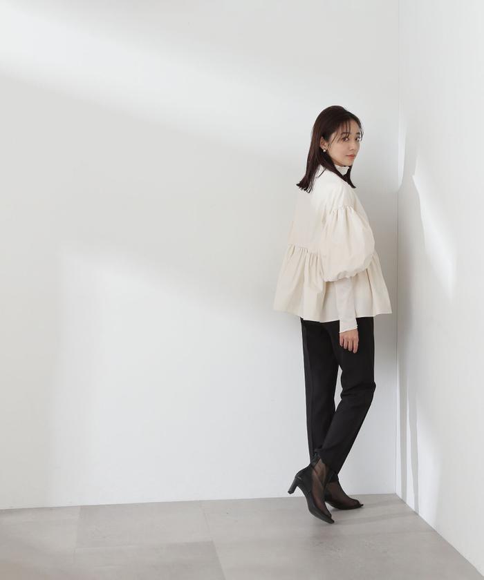 セール 50%OFF】バルーンスリーブペプラムフォルムブルゾン セール 50%OFF】バルーンスリーブペプラムフォルムブルゾン