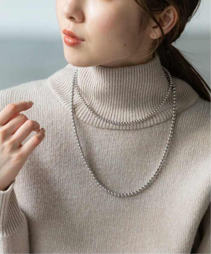 メタルパーツロングボールチェーンネックレス ユーカリプト　ノーブル　シルバー色 メタルパーツロングボールチェーンネックレス ユーカリプト