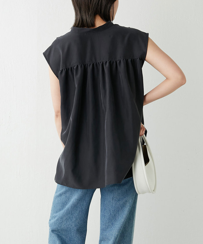 美品　GALLARDA GALANTEアムンゼンギャザースリーブブラウス　黒　F アムンゼンタックスリーブブラウス | GALLARDAGALANTE(ガリャル