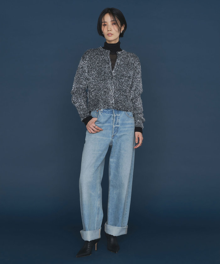 セール 50%OFF】【セットアップ対応】フェザーラメカーディガン セール 50%OFF】【セットアップ対応】フェザーラメカーディガン