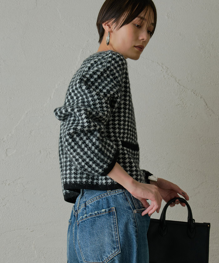 Loungedress - 新品　ラウンジドレス　モヘアツイードカーディガン Loungedress】モヘアツイードカーディガン | OUTLET