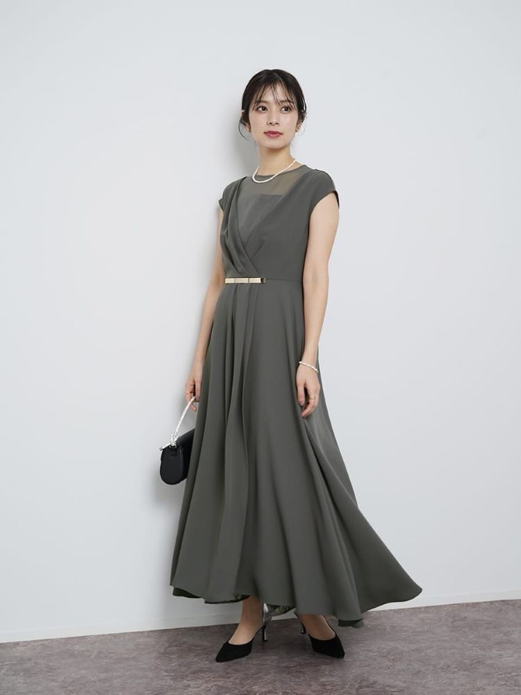 Vin｜アクセントゴールドドレス×レースパンツセットアップ