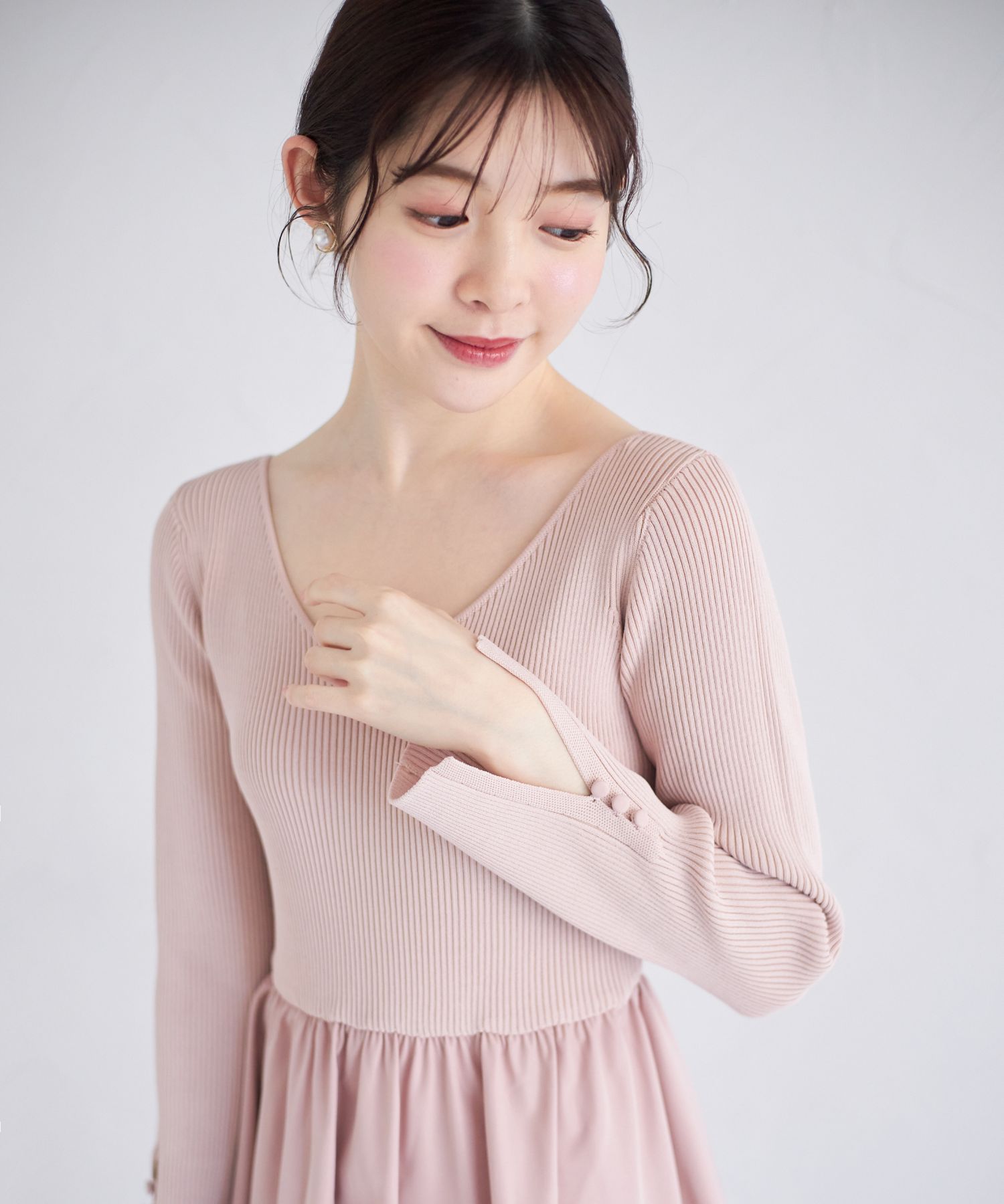 トッコクローゼット tocco closet 前後2WAYリブニット×タフタ
