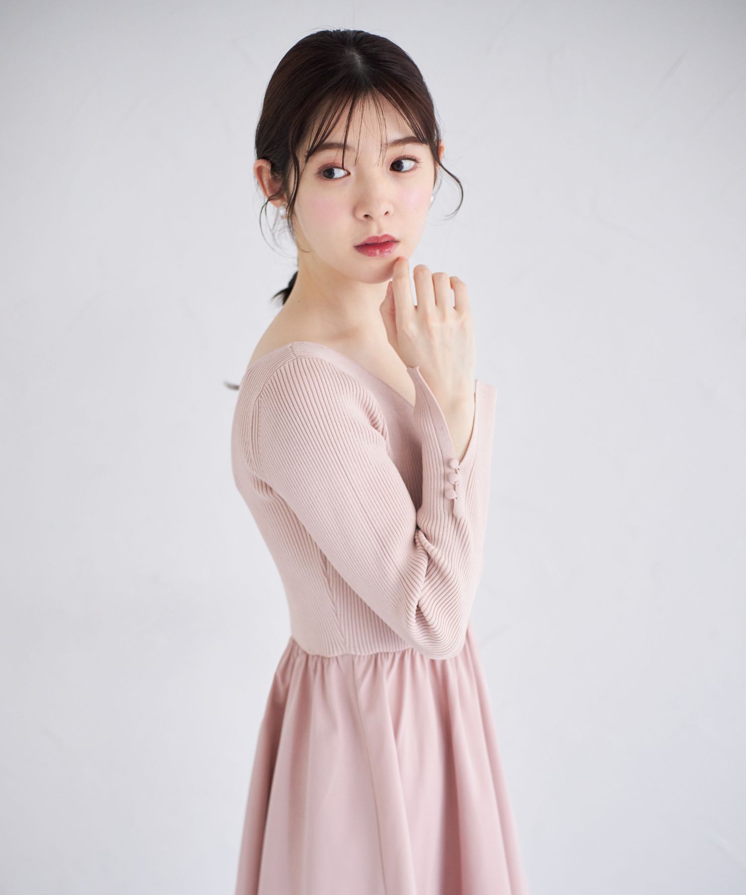トッコクローゼット tocco closet 前後2WAYリブニット×タフタ トッコクローゼット tocco closet 前後2WAYリブニット×タフタ