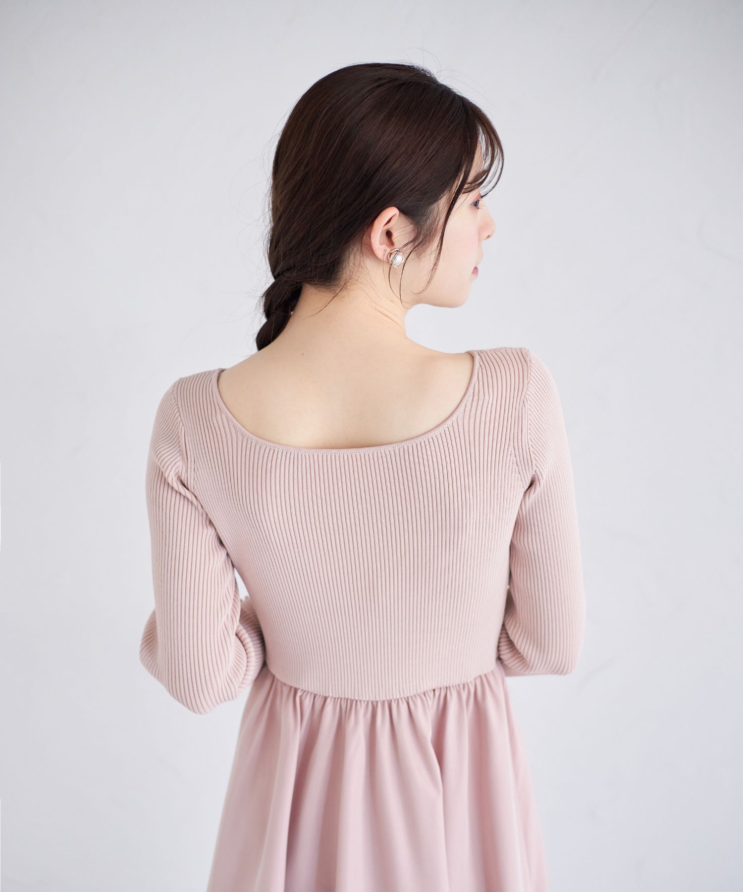 トッコクローゼット tocco closet 前後2WAYリブニット×タフタ