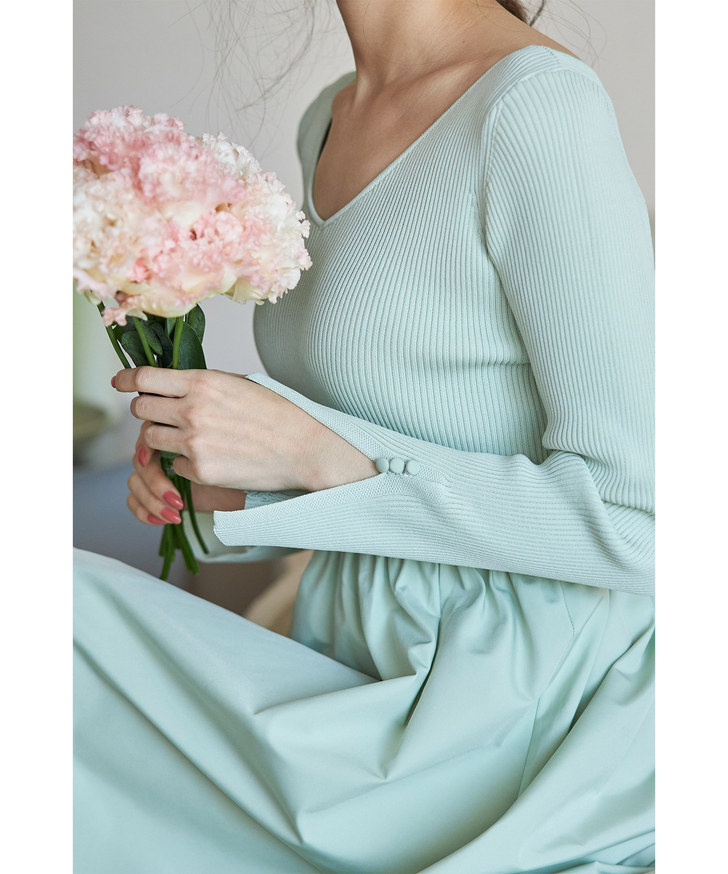 トッコクローゼット tocco closet 前後2WAYリブニット×タフタ