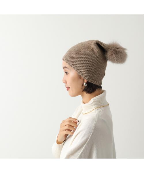 ◇Weekendマックスマーラ フォックスポンポン付ニット帽子 美品◇ ま ◇Weekendマックスマーラ フォックスポンポン付ニット帽子 美品◇ ま