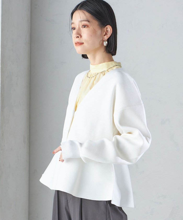 カーディガン * 「手洗い可能」ラメ ペプラム バナナ スリーブ カーディガン  レディース セール 40%OFF】* 〈手洗い可能〉ラメ ペプラム バナナ スリーブ