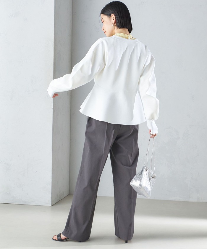カーディガン * 「手洗い可能」ラメ ペプラム バナナ スリーブ カーディガン  レディース セール 40%OFF】* 〈手洗い可能〉ラメ ペプラム バナナ スリーブ