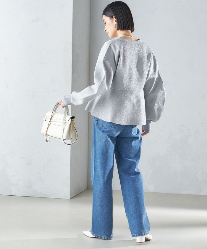 セール 40%OFF】* 〈手洗い可能〉ラメ ペプラム バナナ スリーブ