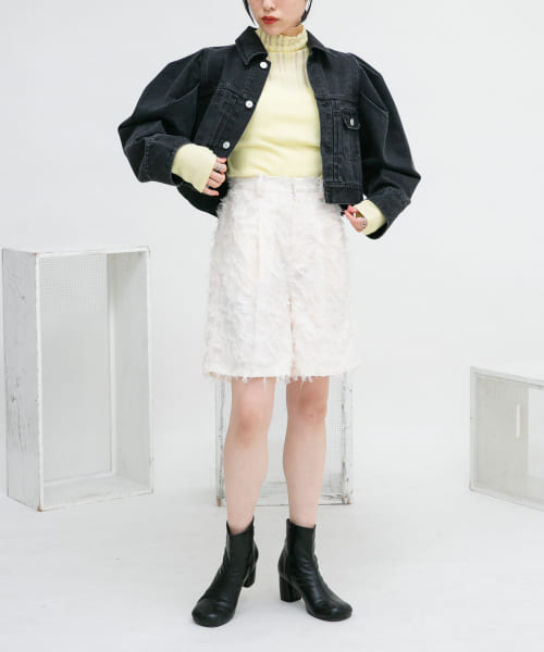 gooさん専用　【EDGY MODE】ソデレースショートジャケット・パンツ　新品 セール】デザインポケットタックショートパンツ(505862352
