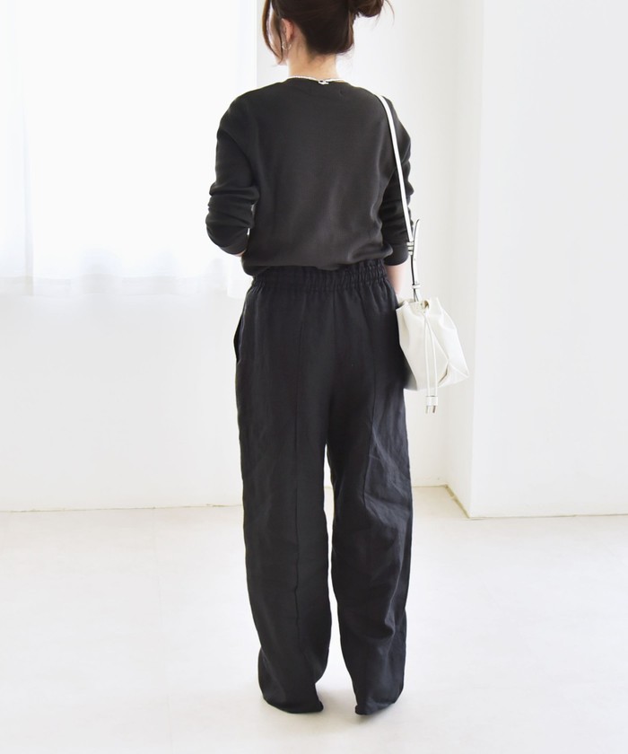 tシャツ quaranciel:「洗濯機可能」ワッフル クルーネック ラウンドヘム カットソー レディース quaranciel:〈洗濯機可能〉ワッフル クルーネック ラウンドヘム
