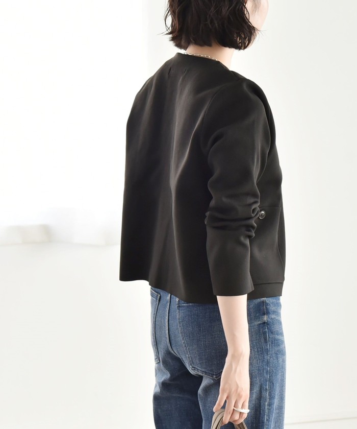 quaranciel ノーカラー クラシカルジャケット quaranciel:〈手洗い可能〉ノーカラー クラシカル ジャケット