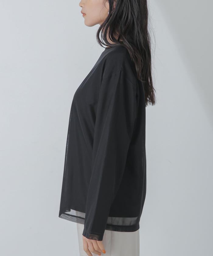 セール】チュールレイヤードロングスリーブTシャツ(505838414