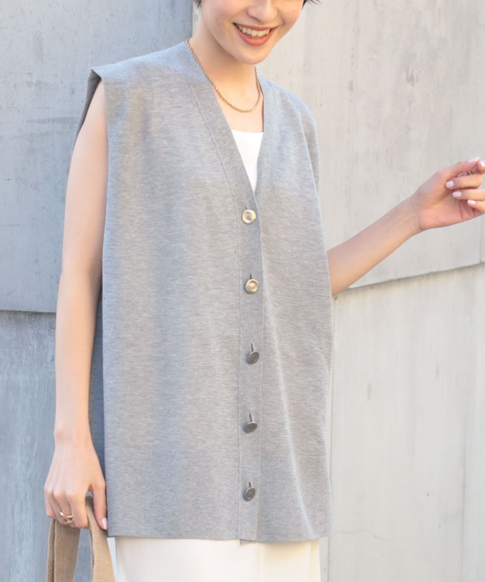 クーポン】【セール 30%OFF】肩タックV前あきベスト(505858499