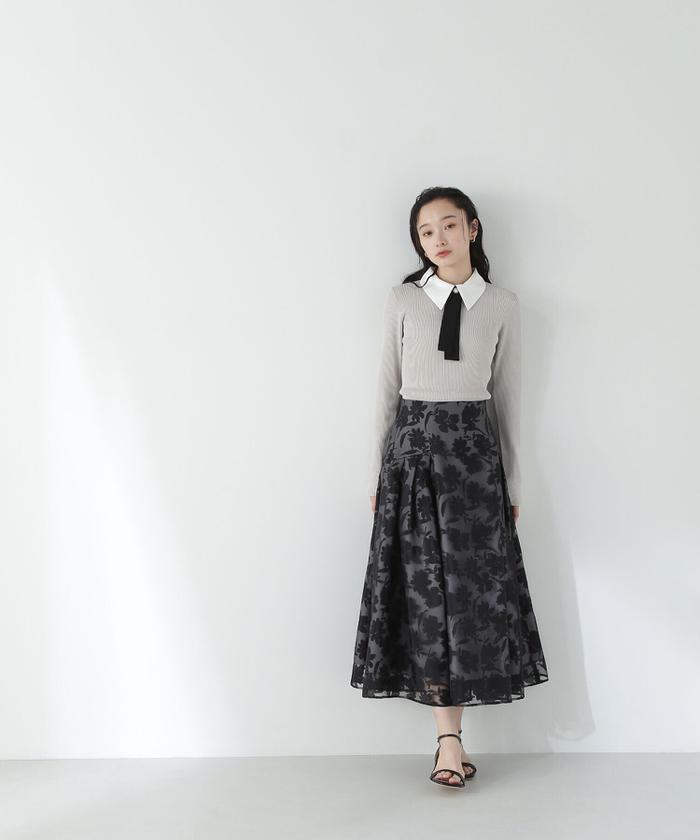 セール 60%OFF】リボンタイ付きリブニット 24SS(505863125