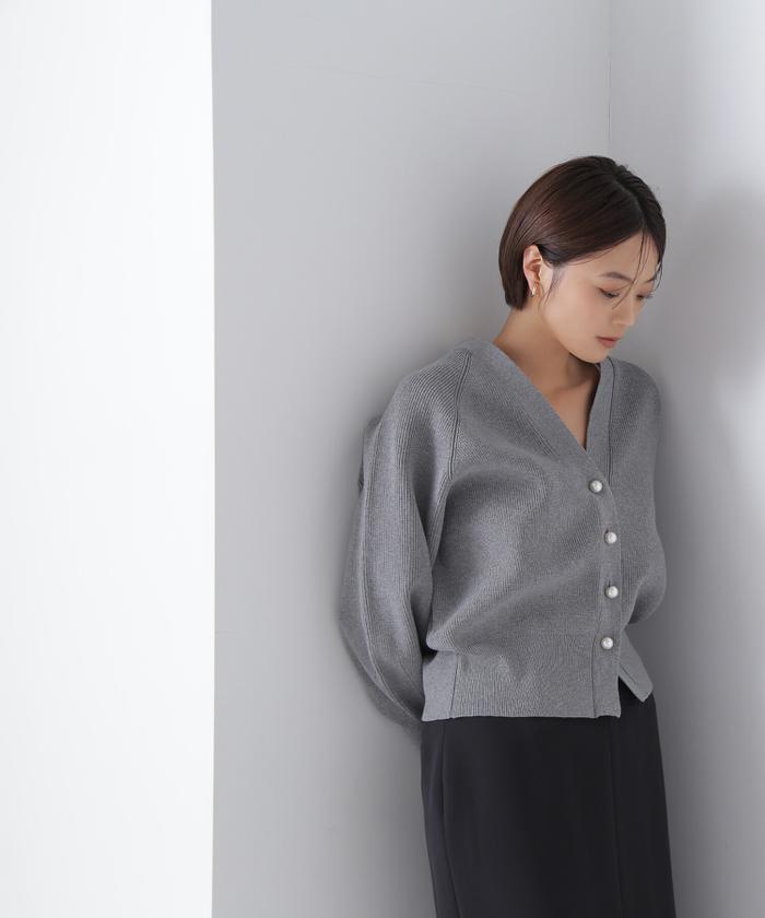 クD184N.Natural Beauty Basicパールボタン半袖リブニット 半袖微配色リブニット | N. Natural Beauty Basic*（エヌ