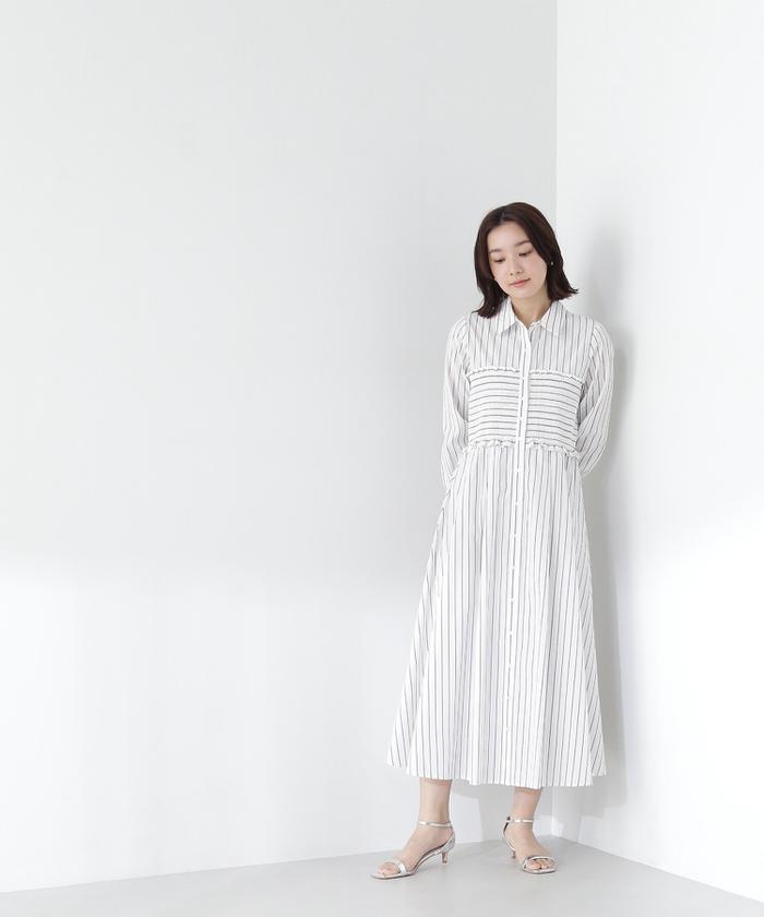 セール 60%OFF】ストライプビスチェシャツワンピース(505856836