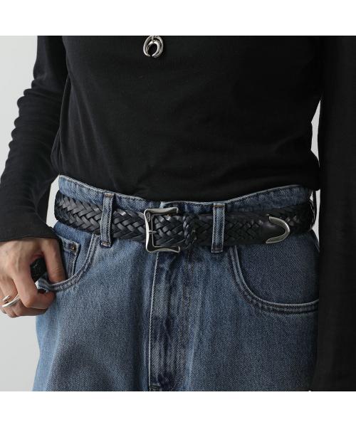 J&M DAVIDSON レザーメッシュベルト ブラック 34/85 幅38mm