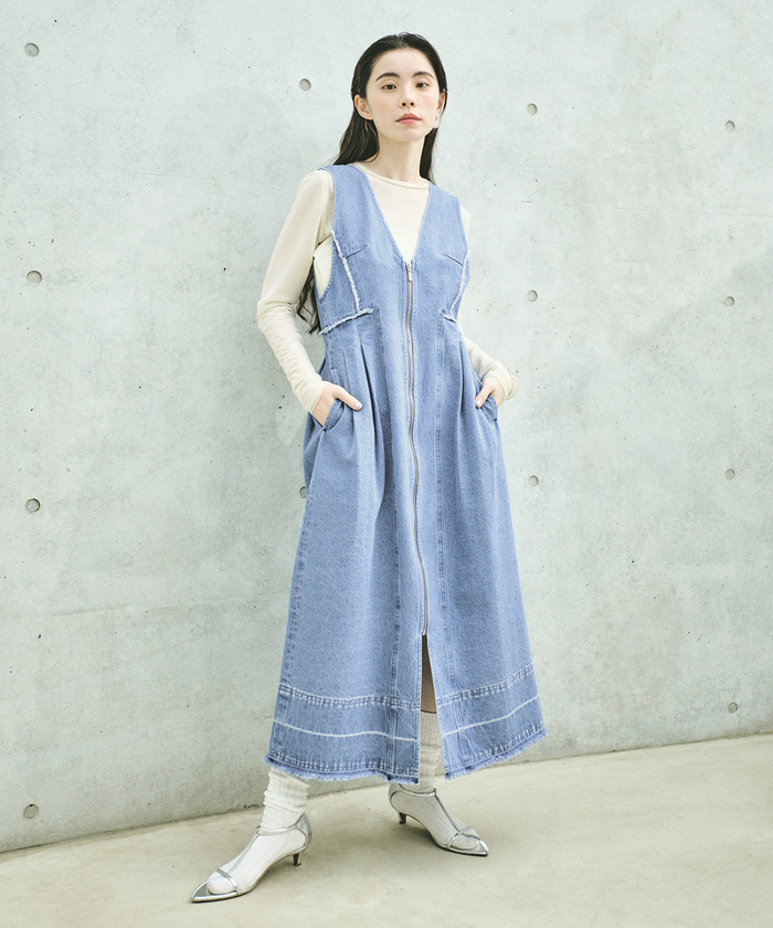 WEB限定】ジップアップデニムワンピース(505847688) | アダム エ WEB限定】ジップアップデニムワンピース(505847688) | アダム エ